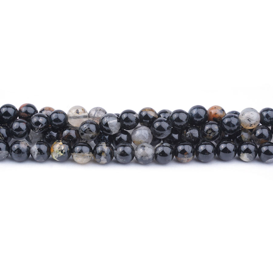 Black Tourmaline Flower 6mm Round - Limited Editions - Goody Beads