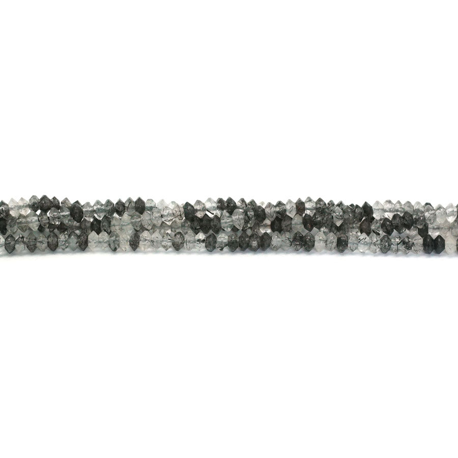 Black Tourmalinated Quartz Diamond Cut, Faceted 2x3mm Saucer - 15-16 Inch - Goody Beads