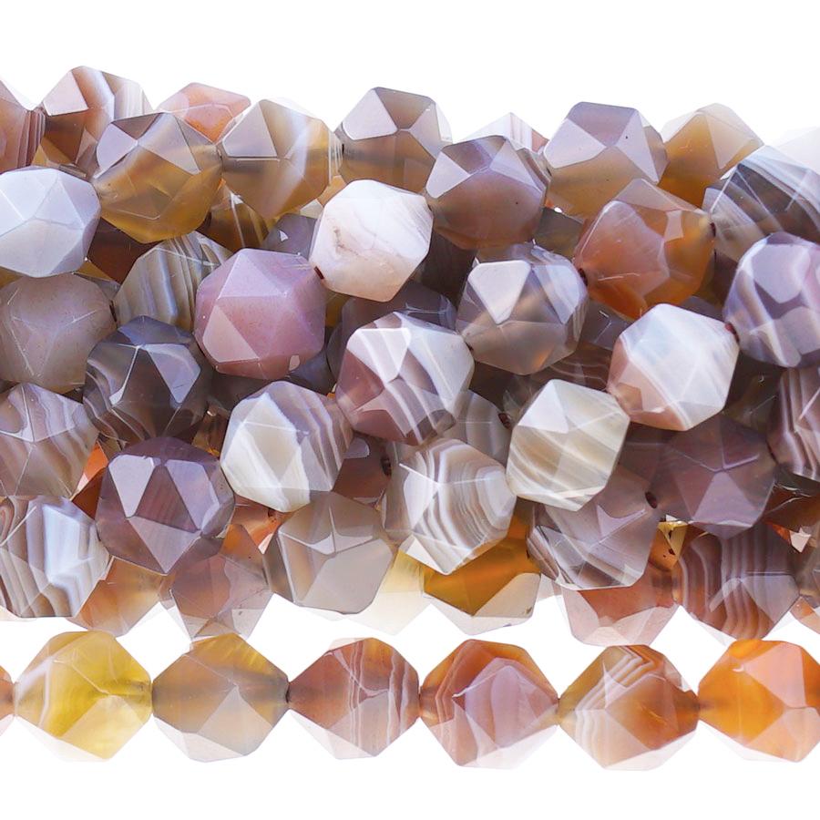 Botswana Agate 8mm Star Cut Round 15-16 Inch