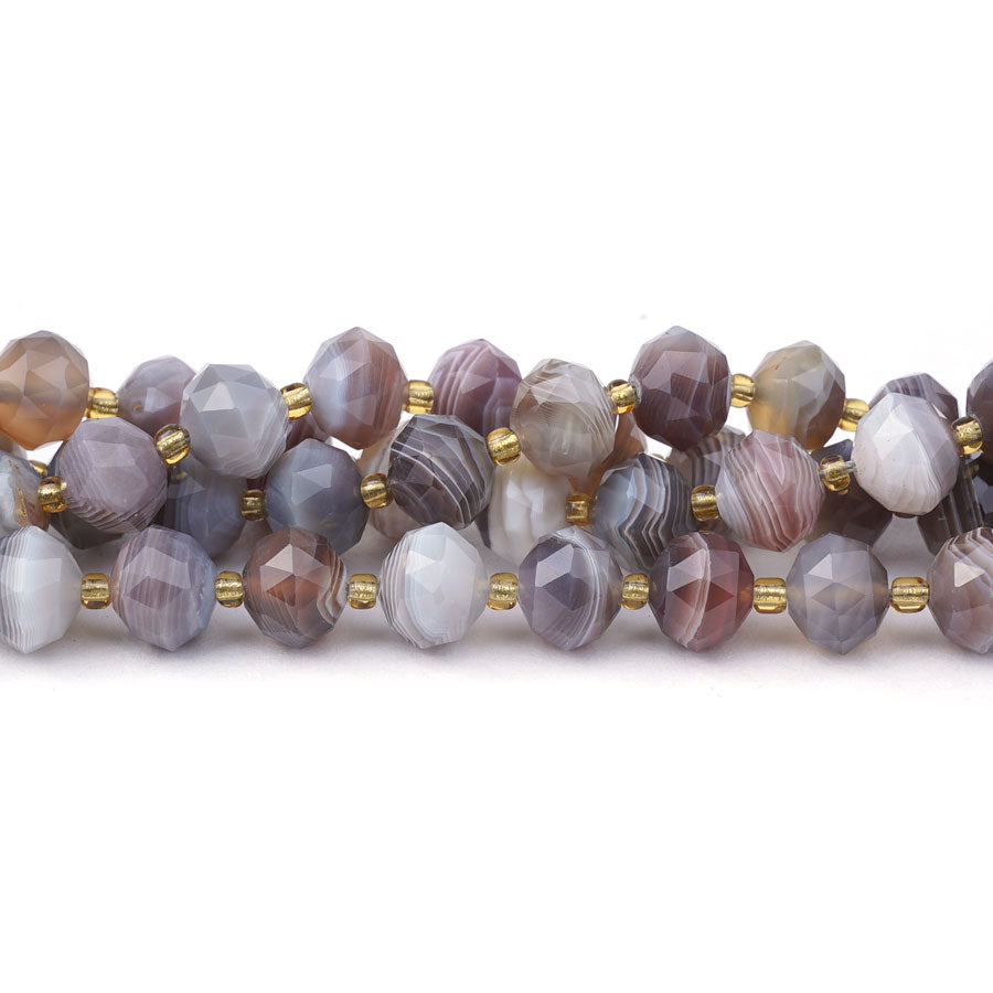 Botswana Agate 8x10mm Tri Diamond Cut Rondelle - 15-16 Inch - Goody Beads