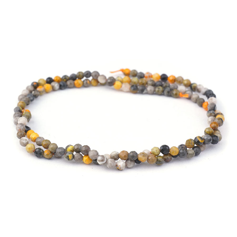 3mm Bumble Bee Jasper Diamond Cut Round - 15-16 Inch - Goody Beads