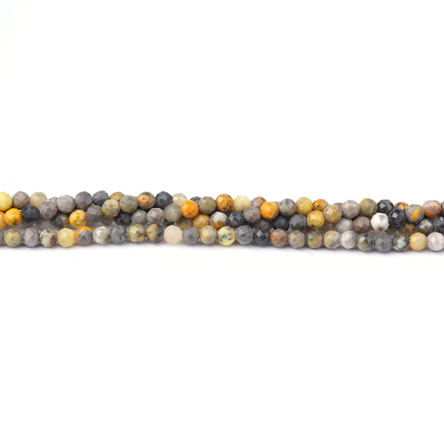 3mm Bumble Bee Jasper Diamond Cut Round - 15-16 Inch - Goody Beads