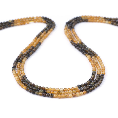 Black Tourmaline 3mm Round Yellow Banded - 15-16 Inch - Goody Beads