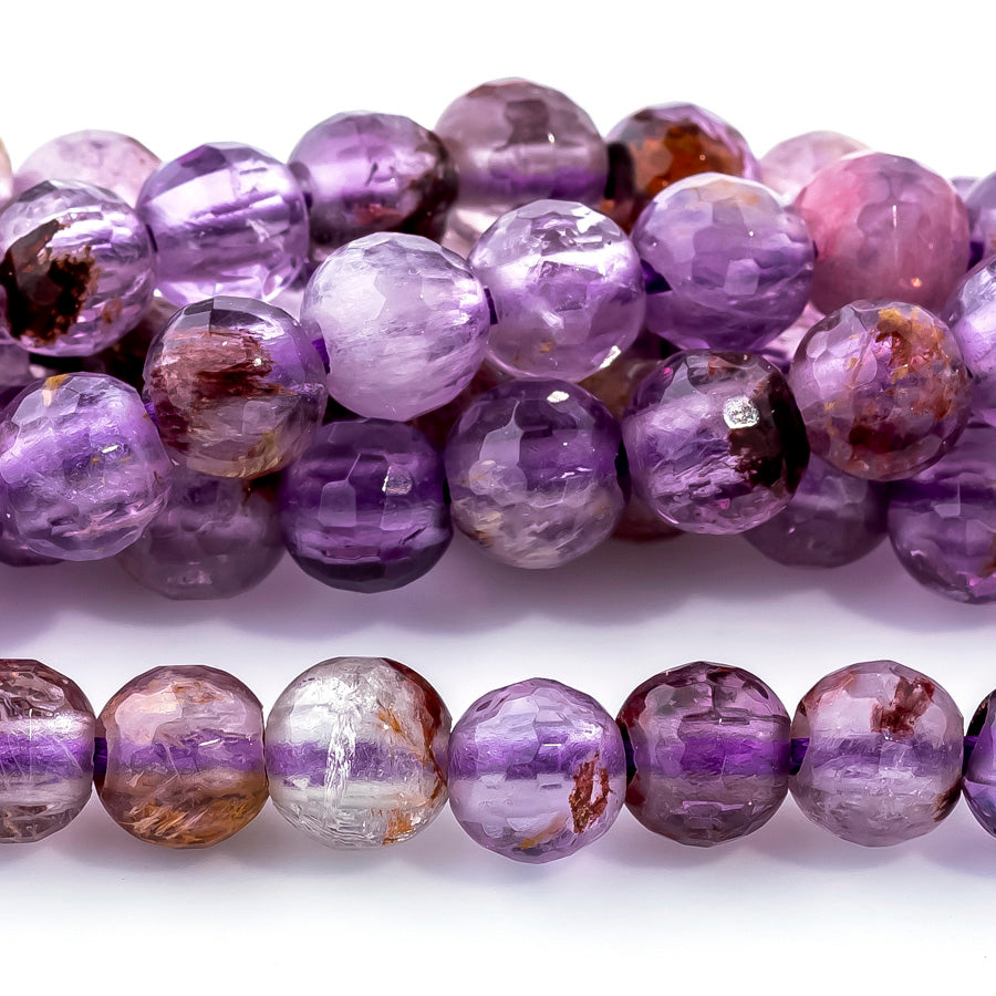 Cacoxenite 6mm Faceted Round Large Hole Beads - 8 Inch