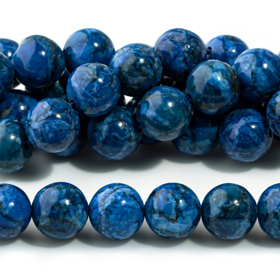 Blue Crazy Lace Calcite 10mm Round Dyed - 15-16 Inch