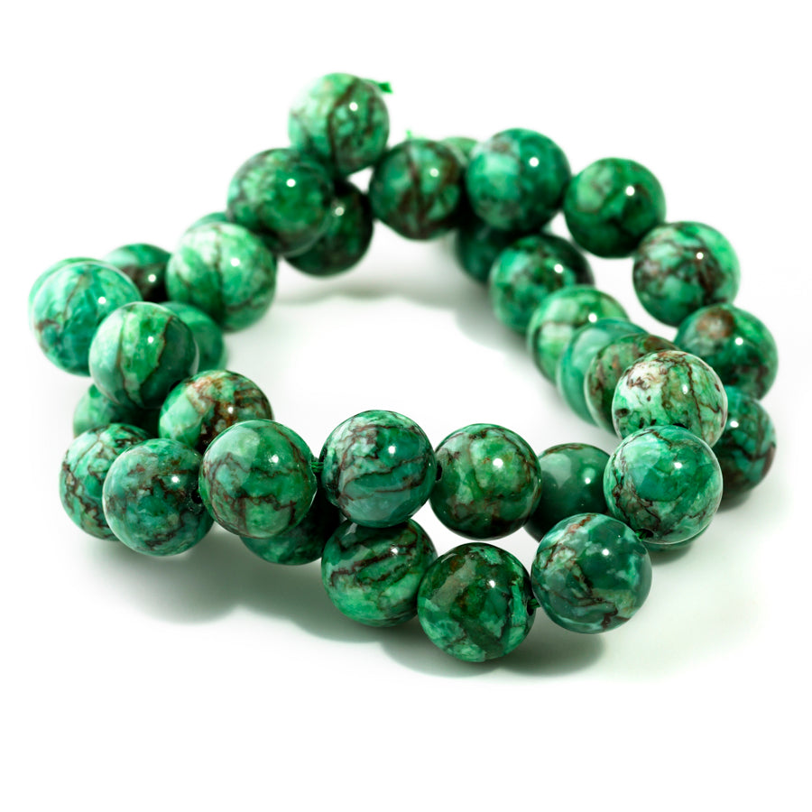 Green Crazy Lace Calcite 10mm Round Dyed - 15-16 Inch