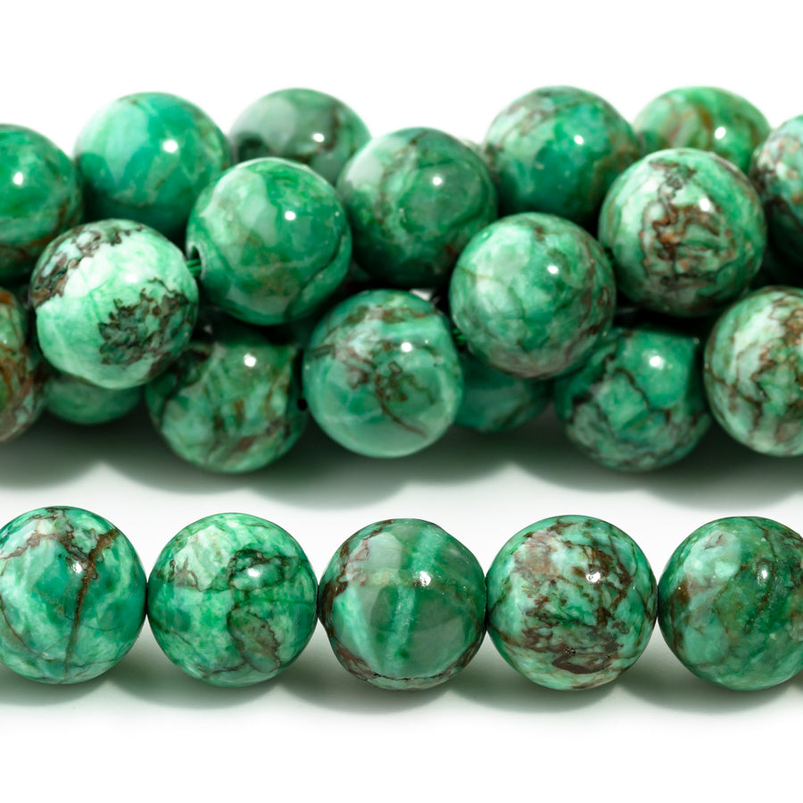 Green Crazy Lace Calcite 10mm Round Dyed - 15-16 Inch