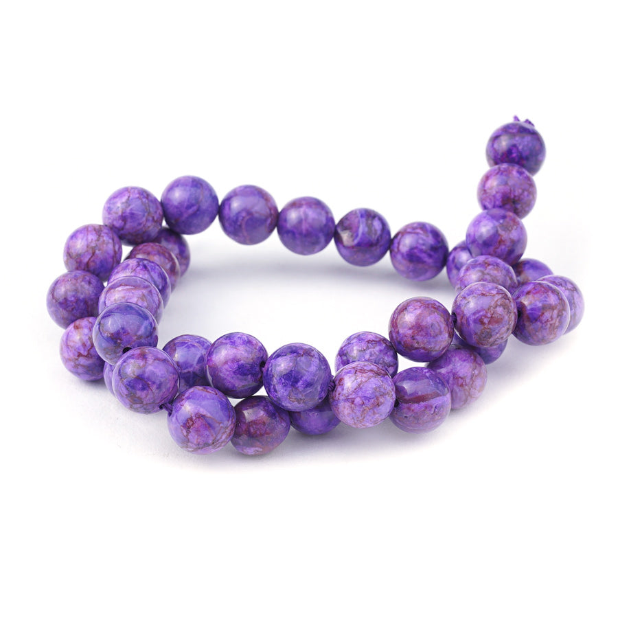 Purple Crazy Lace Calcite 10mm Round Dyed - 15-16 Inch - Goody Beads
