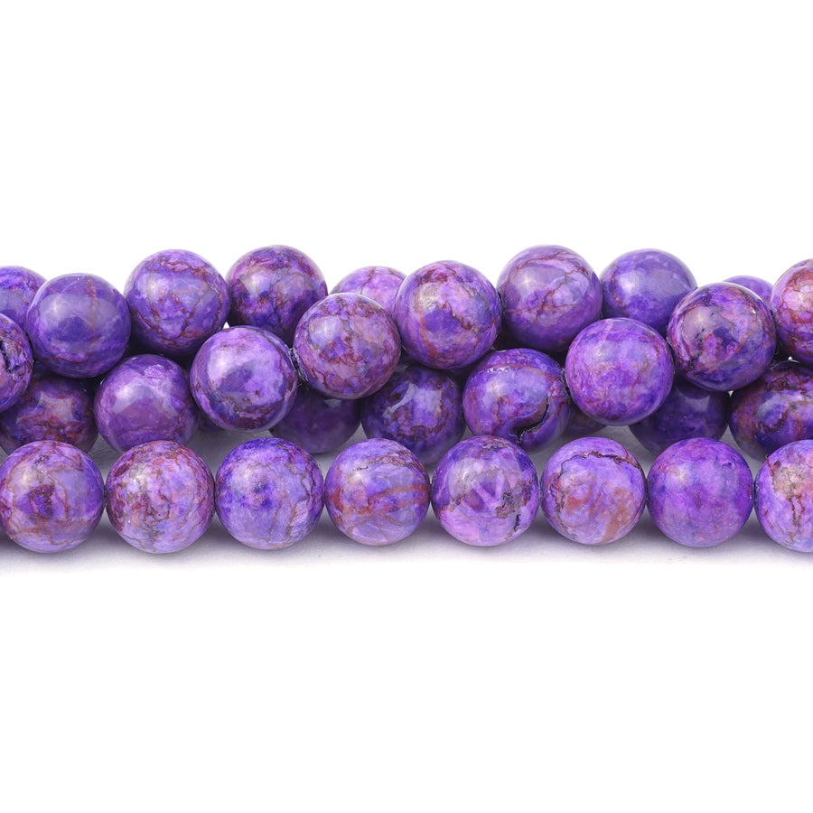 Purple Crazy Lace Calcite 10mm Round Dyed - 15-16 Inch - Goody Beads