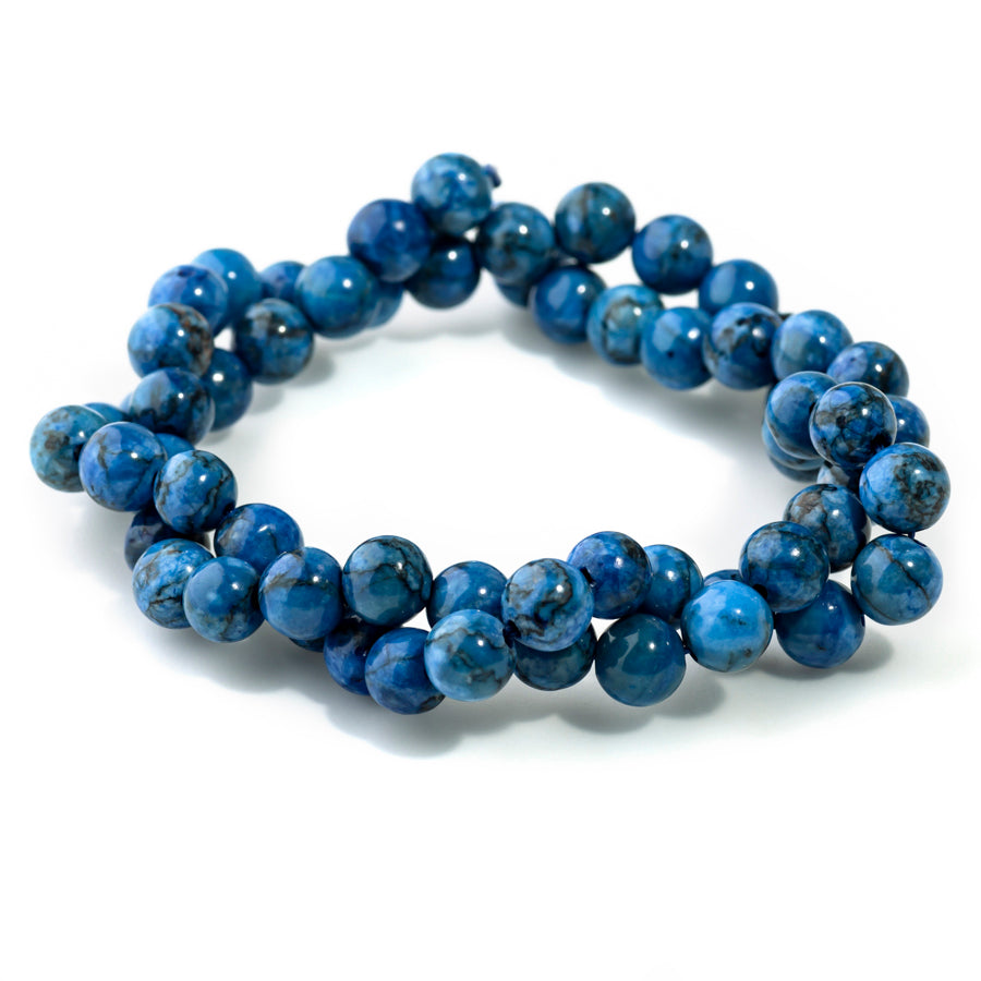 Blue Crazy Lace Calcite 6mm Round Dyed - 15-16 Inch