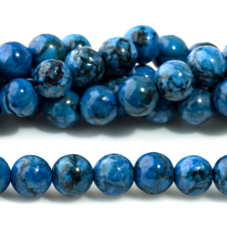 Blue Crazy Lace Calcite 6mm Round Dyed - 15-16 Inch