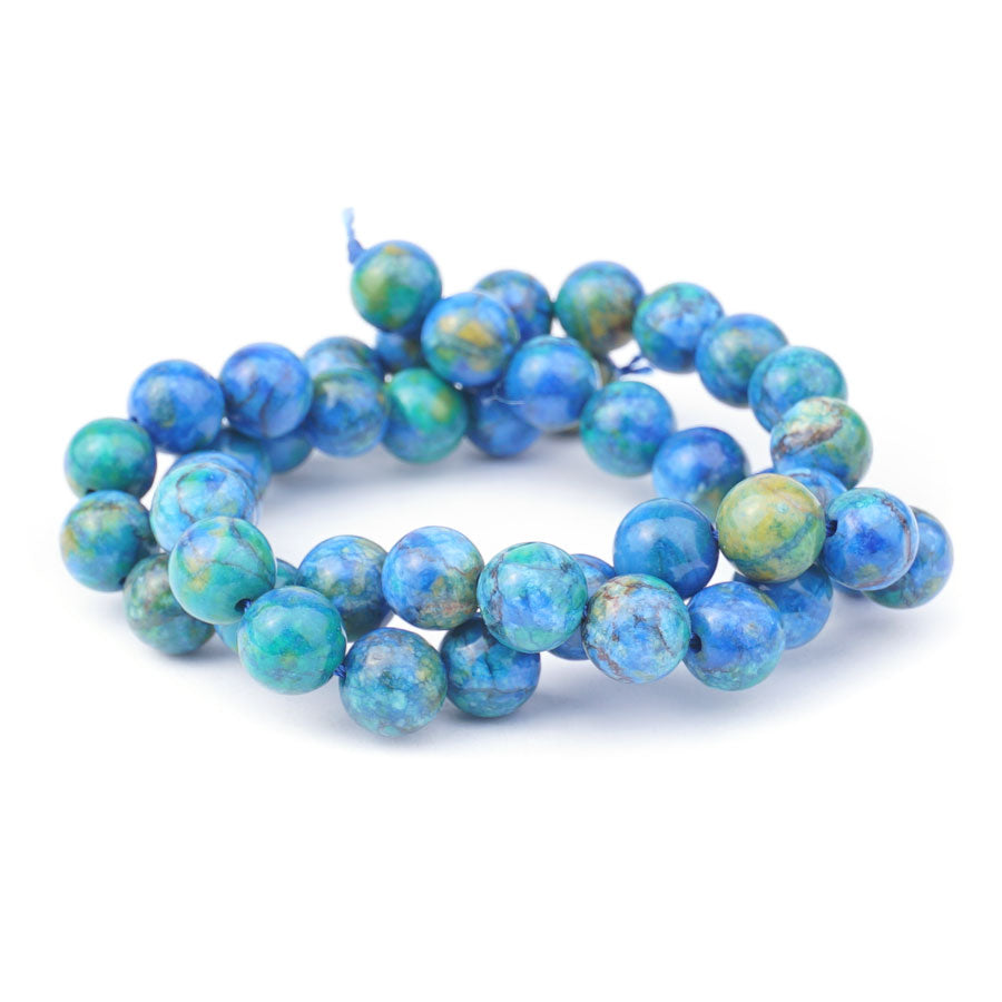 Calcite 8mm Round Azurite - 15-16 Inch