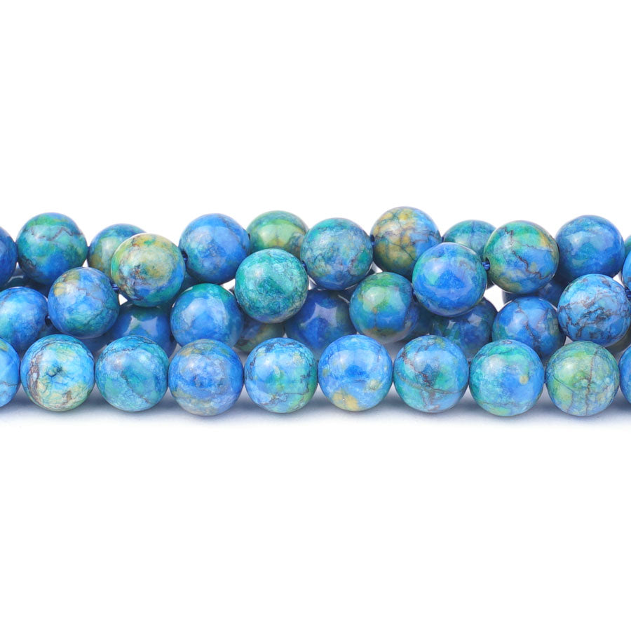 Calcite 8mm Round Azurite - 15-16 Inch