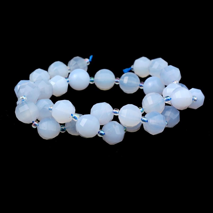 Blue Chalcedony 10mm Round Step Cut - 15-16 Inch