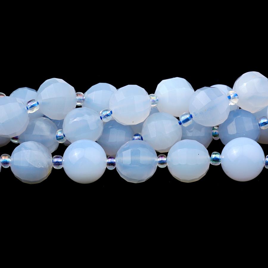 Blue Chalcedony 10mm Round Step Cut - 15-16 Inch