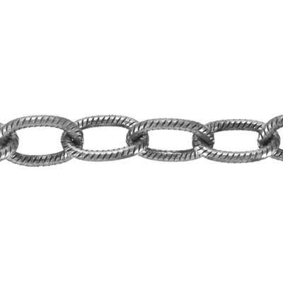 6mm Antique Silver Plated Etched Cable Chain - Goody Beads