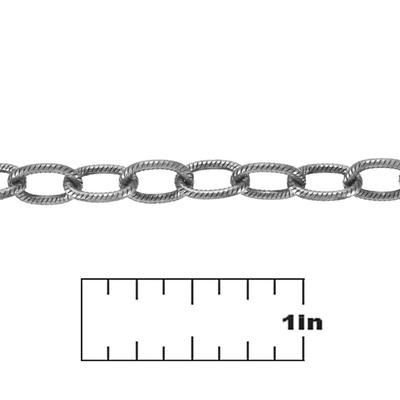6mm Antique Silver Plated Etched Cable Chain - Goody Beads