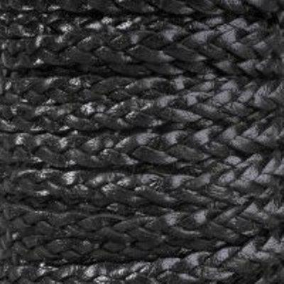 5mm Black Braided Flat Leather - Goody Beads