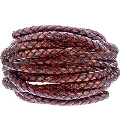 5mm Braided Distressed Brown Round Leather Cord - Goody Beads