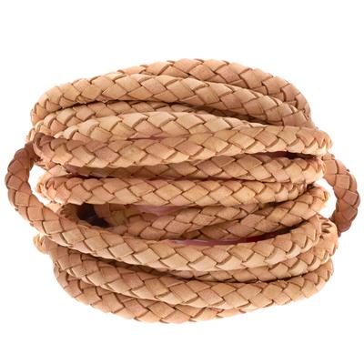 5mm Braided Natural Round Leather Cord - Goody Beads