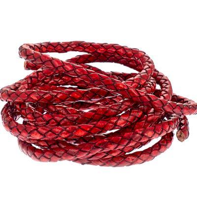 5mm Braided Red Round Leather Cord - Goody Beads