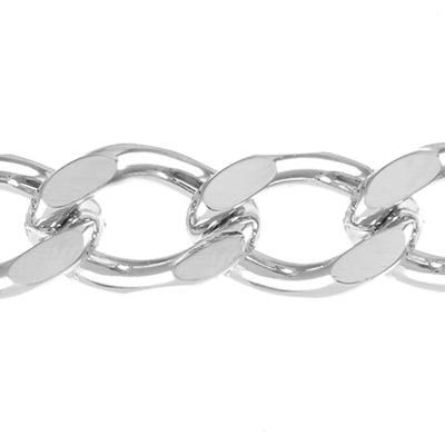 10mm Silver Plated Flat Curb Chain Link - Goody Beads