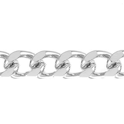 7mm Silver Plated Flat Curb Chain Link - Goody Beads
