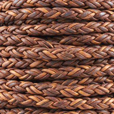 5mm Natural Light Brown Braided Bolo Round Leather Cord - Goody Beads