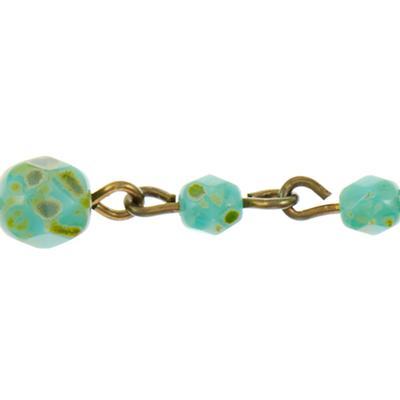 Brass Oxide Linked Totally Turquoise Beaded Chain by Beadlinx