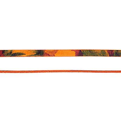 5mm Orange Floral  Water Color Flat Leather - Goody Beads