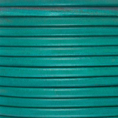 5mm Teal Round Premier Italian Leather Cord - Goody Beads