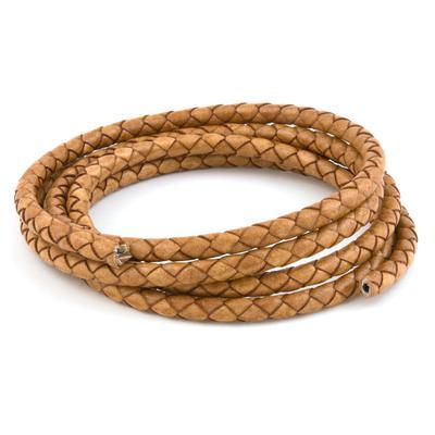 5mm Braided Camel Round Leather Cord - Goody Beads