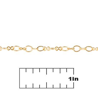 5mm Figure Eight & Oval Link Satin Hamilton Gold Plated Brass Chain - Goody Beads