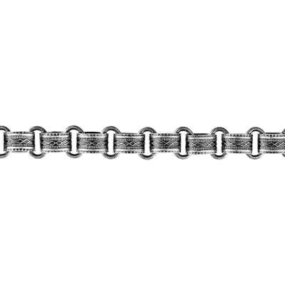 8.5mm Antique Silver Textured Large Oval Links Chain