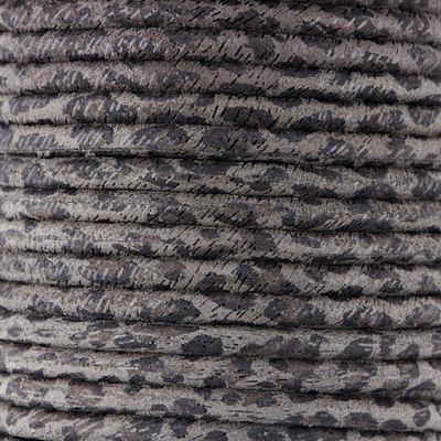 5mm Round Grey Leopard Print Suede Leather - Goody Beads