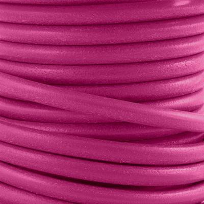 6mm Fuchsia Round Portuguese Leather Cord with Hole - Goody Beads