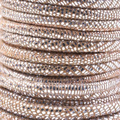 5mm Metallic Silver Gecko Stitched Suede Round Leather Cord - Goody Beads