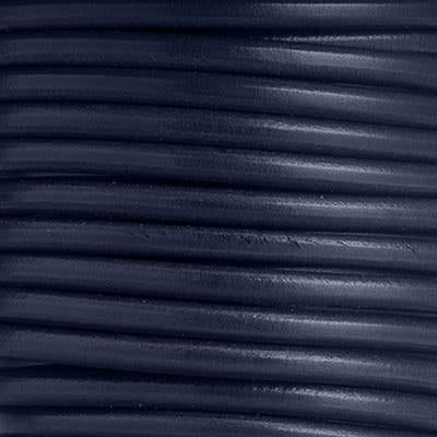 5mm Navy Blue Round Premier Italian Leather Cord - Goody Beads