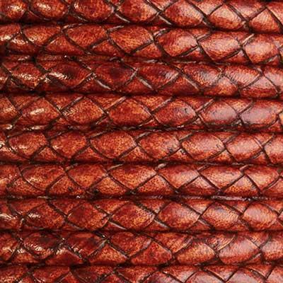 5mm Braided Cognac Round Leather Cord - Goody Beads