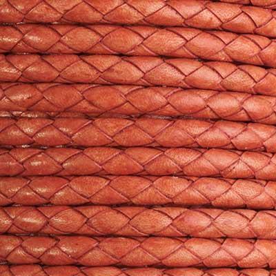 5mm Braided Distressed Orange Round Leather Cord - Goody Beads