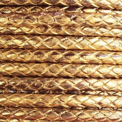 5mm Braided Metallic Gold Round Leather Cord - Goody Beads