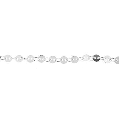 4mm Silver Plated Brass Round Flat Disc Coin Chain - Goody Beads