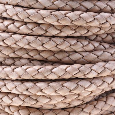 6mm Braided Natural Round Leather Cord - Goody Beads