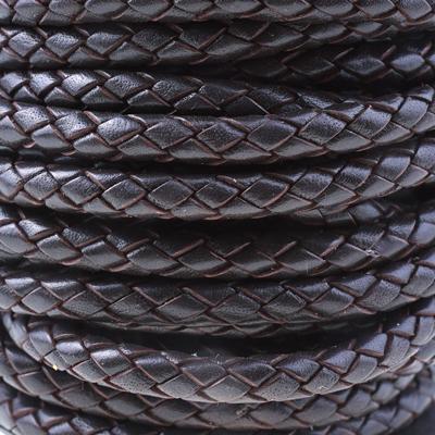 6mm Braided Dark Brown Round Leather Cord - Goody Beads