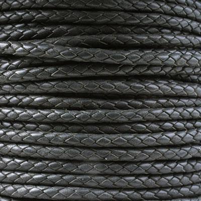 5mm Braided Slate Grey Round Leather Cord - Goody Beads