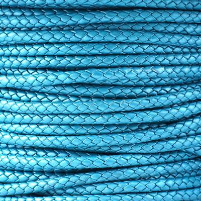 5mm Braided Metallic Truly Teal Round Leather Cord - Goody Beads