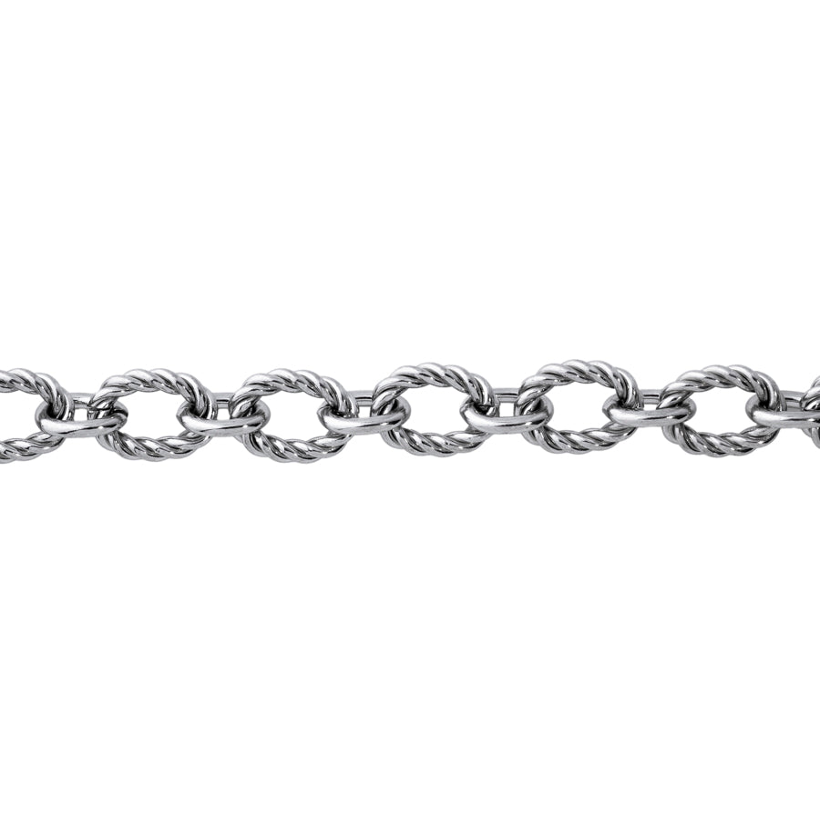 11x8mm Textured Oval Stainless Steel Cable Chain, by the Foot