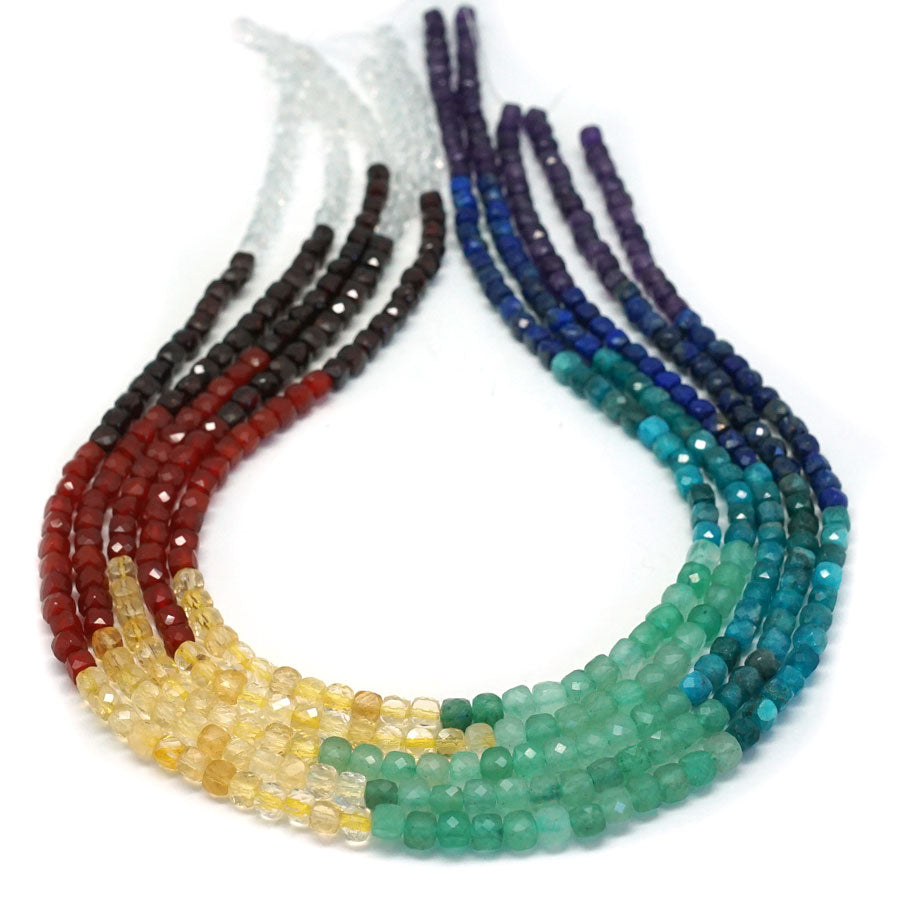 Chakra Faceted 4mm Faceted Cube- 15-16 Inch - Goody Beads