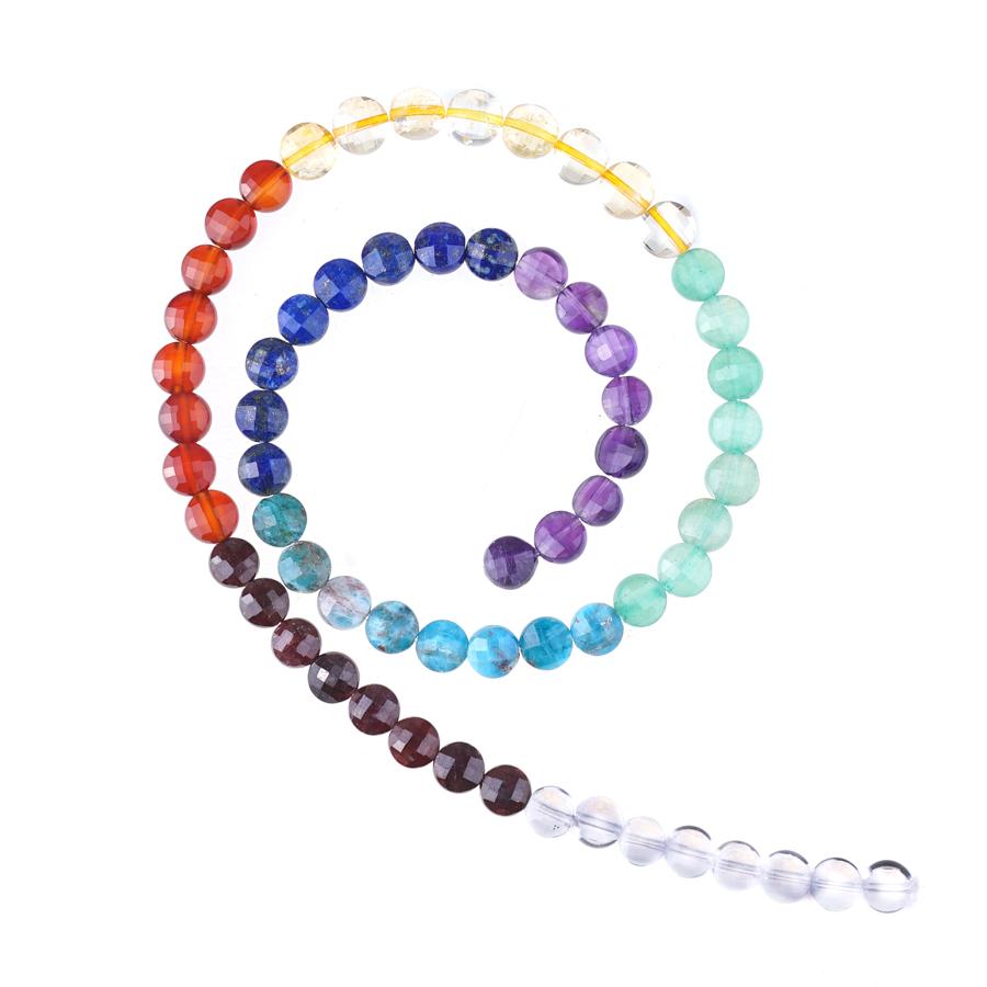 Chakra 6mm Diamond Cut Faceted Coin Bead Strand 15-16 Inch