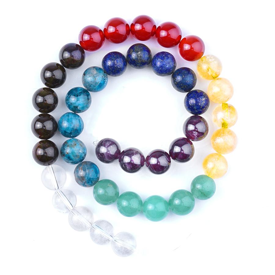 Chakra Banded Mixed Stone 10mm Round 15-16 Inch